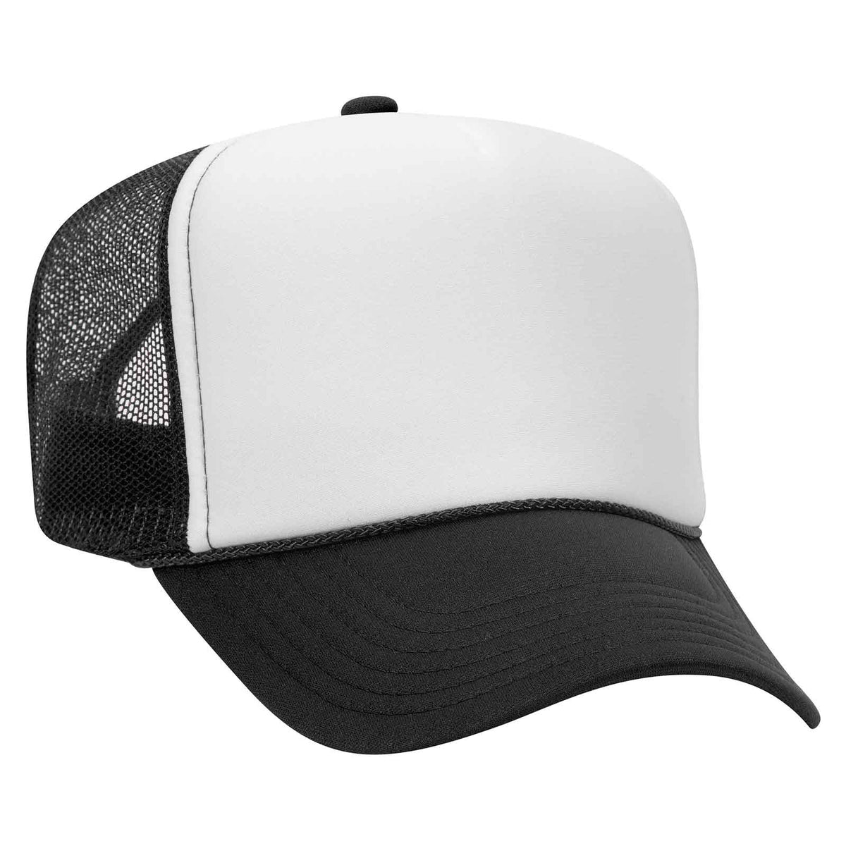 Otto 39-169 5 Panel High Crown Mesh Back Foam Trucker Hat, Polyester Foam Cap