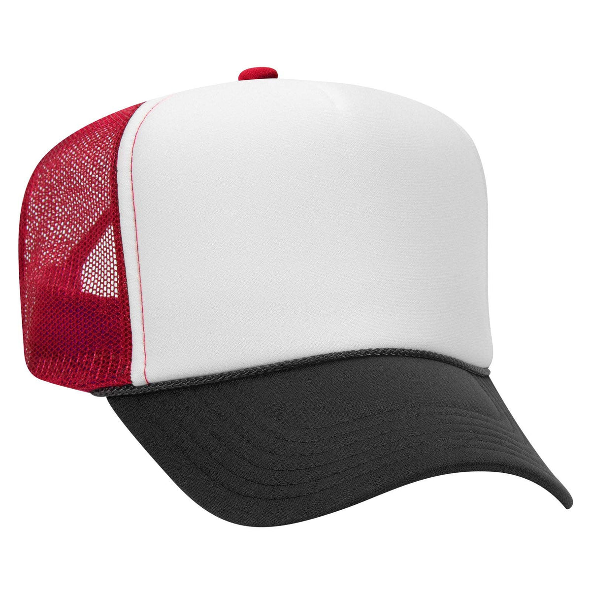 Otto 39-169 5 Panel High Crown Mesh Back Foam Trucker Hat, Polyester Foam Cap