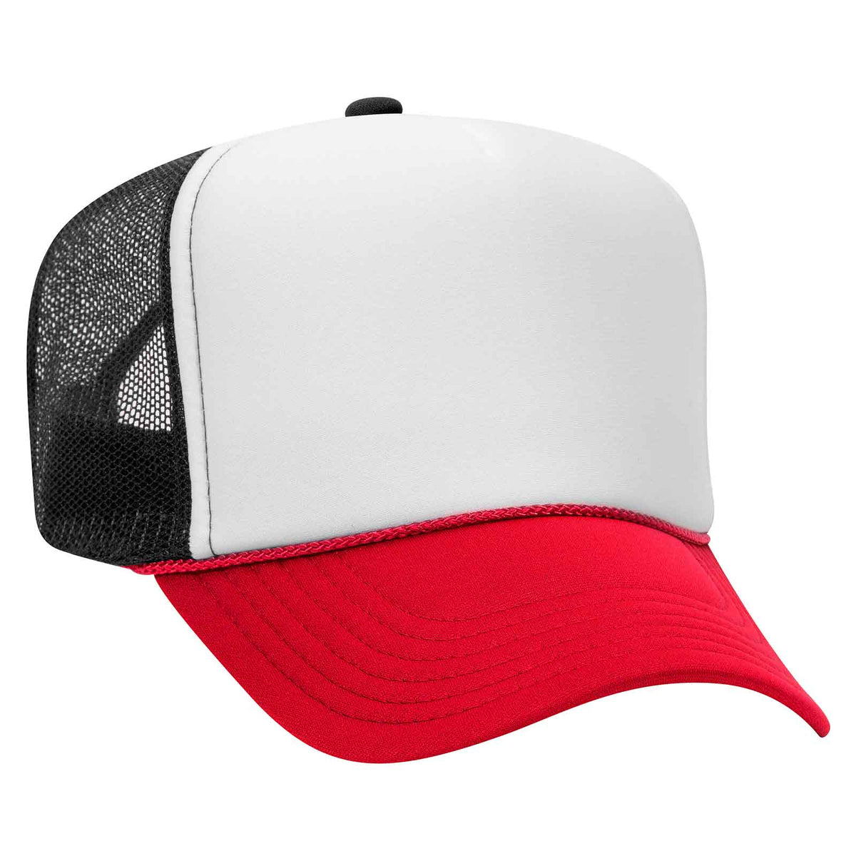 Otto 39-169 5 Panel High Crown Mesh Back Foam Trucker Hat, Polyester Foam Cap