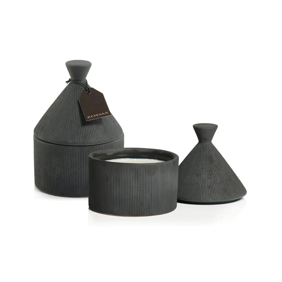 Black Stoneware Candle with Lid